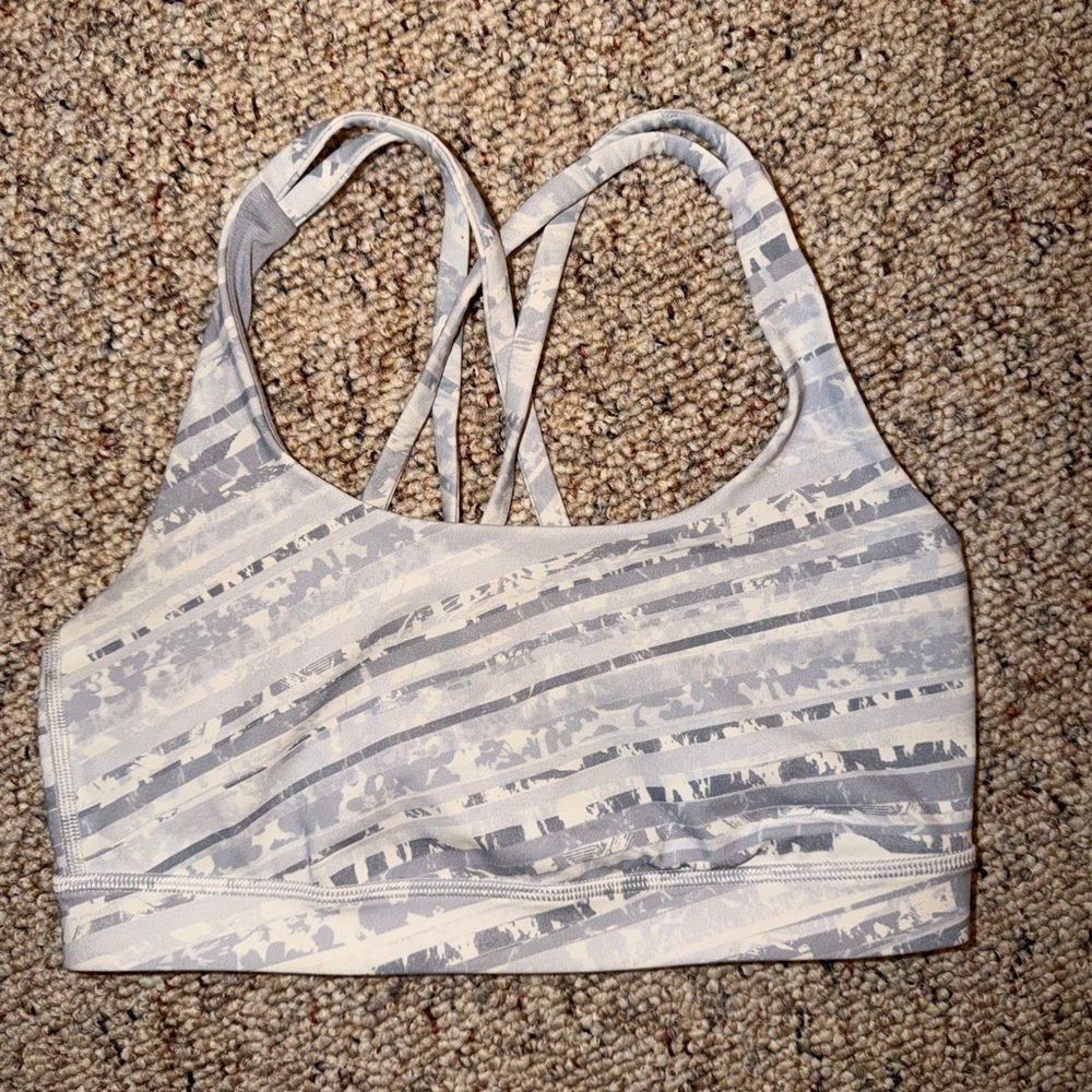 Lululemon Athletica Strappy Sports Bra - Gray and White Pattern
